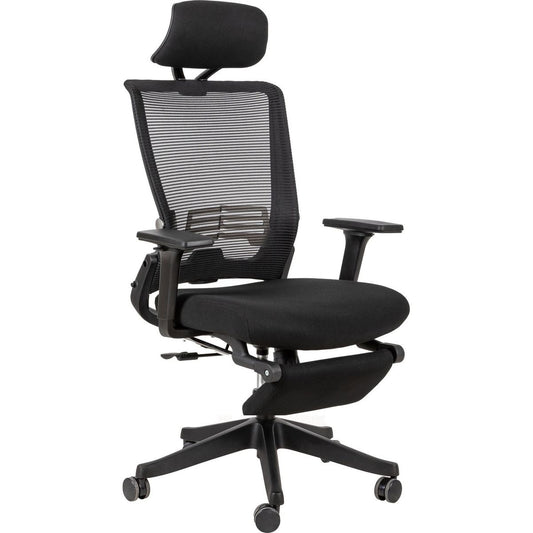 High Back Office Chair with 2d armrest and foot rest, tilt function max 128,Black