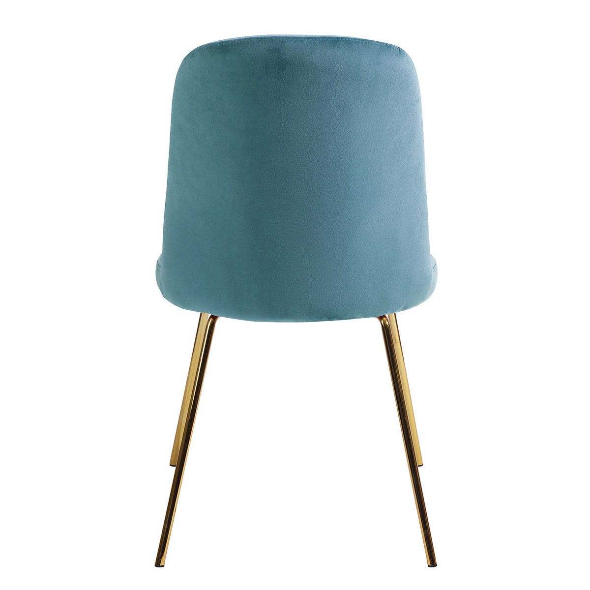 Modern Upholstered Dining Chair Set of 2 with Gold Legs - Blue