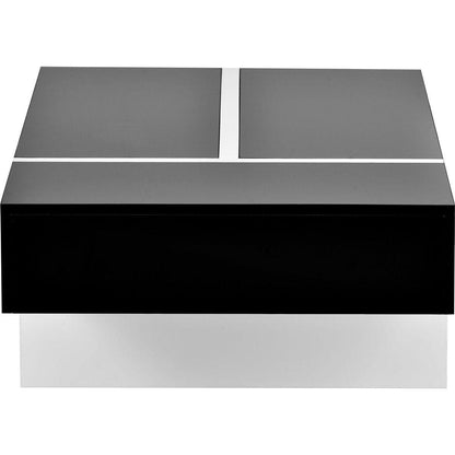 Contemporary Rectangle Design Living Room Furniture, Modern High Gloss Surface Cocktail Table, Center Table for Sofa or Upholstered Chairs, 45.2x25.5x13.7in, Black