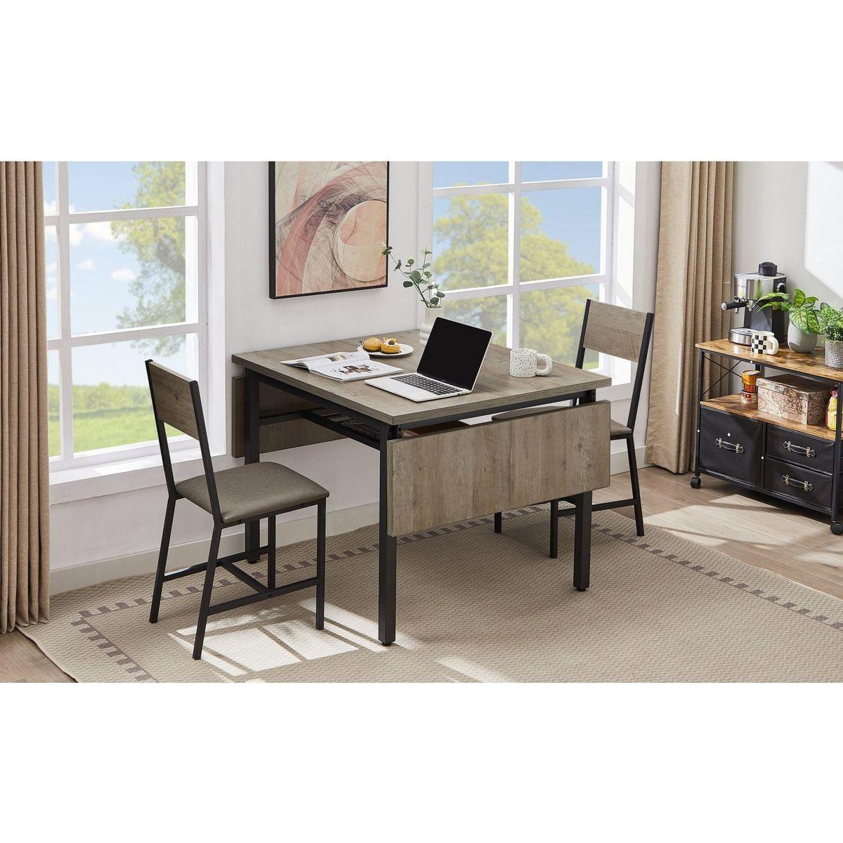 Folding Dining Table, 1.2 inches thick table top, for Dining Room, Living Room, Grey, 63.2" L x 35.5" W x 30.5" H.