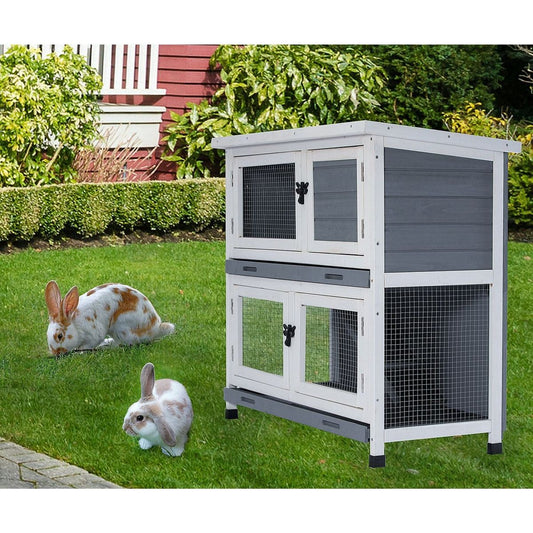 Two-layer indoors and outdoors wooden rabbit hutchesWooden Pet House Rabbit Bunny Wood Hutch House Dog House Chicken Coops Chicken Cages Rabbit Cage