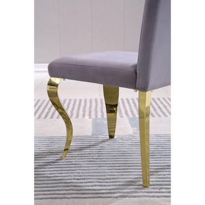 Modern Velvet Dining Chairs Set of 2, Upholstered Accent Armless Chairs with Stripe Backrest