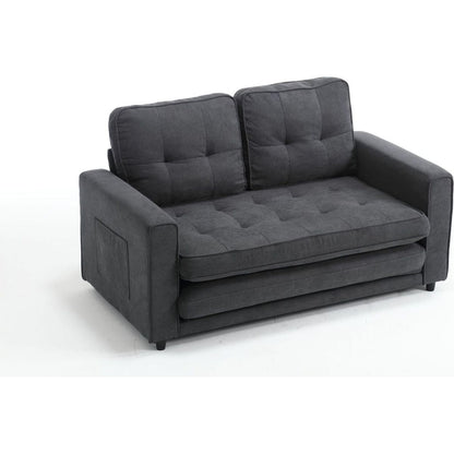 3 Fold Sofa,Convertible Futon Couch sleeper sofabed,Space saving loveseat,Pull Out Couch Bed for Living Room,Dark Gray & Light Gray & Beige,Velvet linen fabric