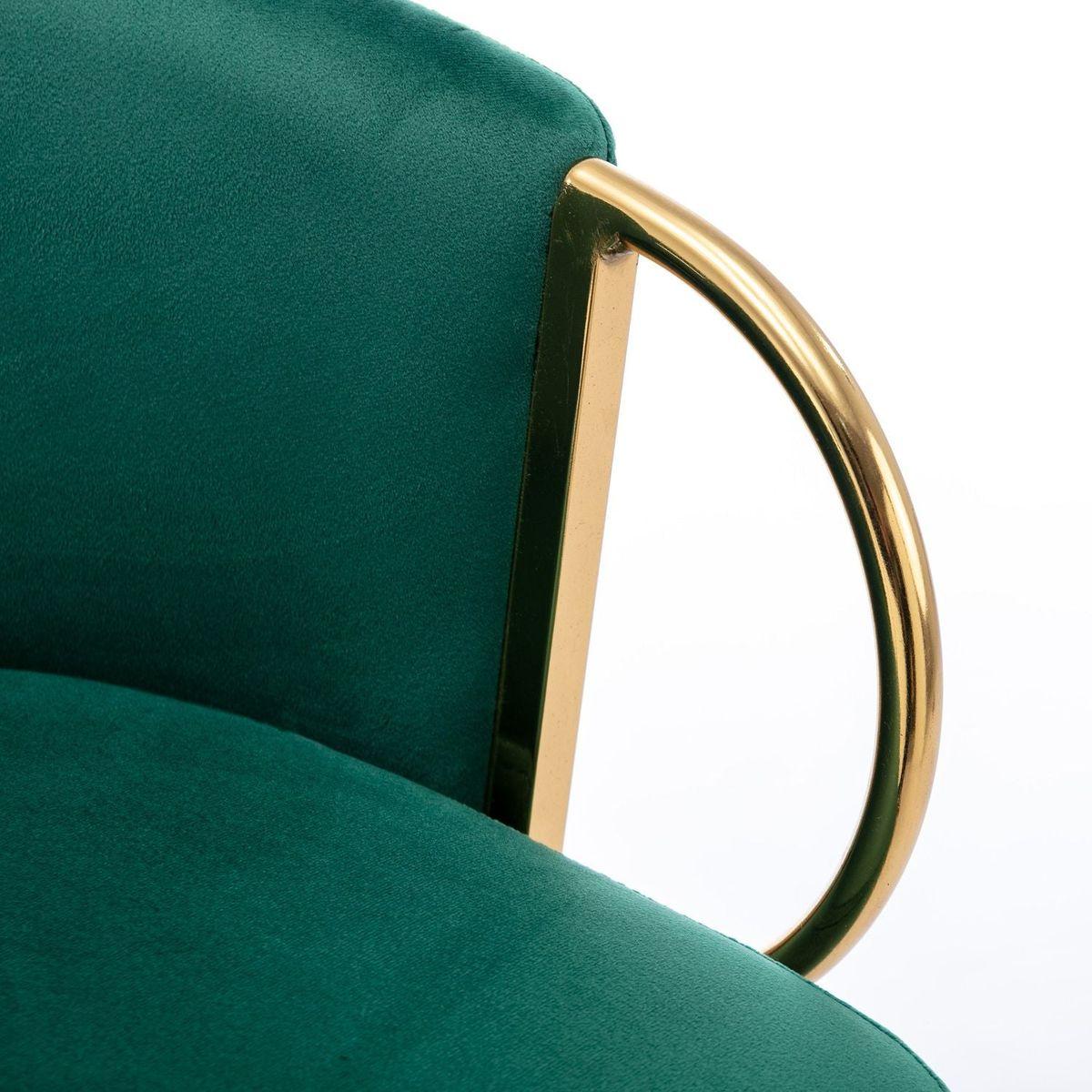 26 Inch Set of 2 Bar Stools, with Chrome Footrest and Base Velvet + Golden Leg Simple Bar Stool, GREEN