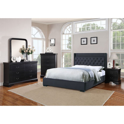 Contemporary Bedroom Furniture Nightstand Black Color 2 x Drawers Bed Side Table Pine wood