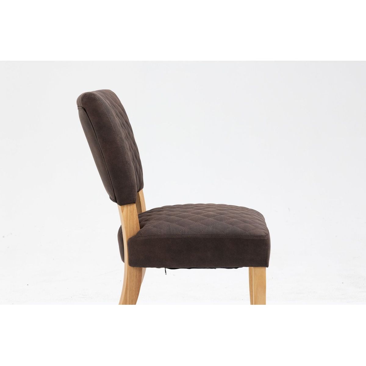 Upholstered Diamond Stitching Leathaire Dining Chair with Solid Wood Legs BROWN