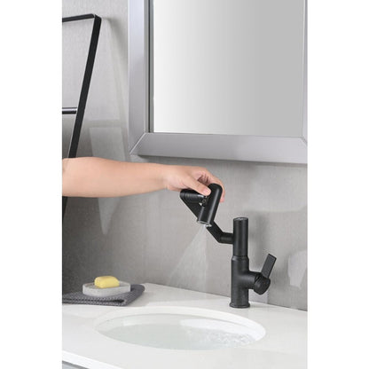 Bathroom Sink Faucet with Spray Function and Temperature Display for Anti-Skid Switch and Hot & Cold and 360 degree Rotary