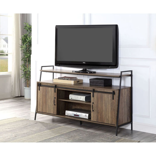 Rashawn TV Stand, Rustic Oak & Black Finish