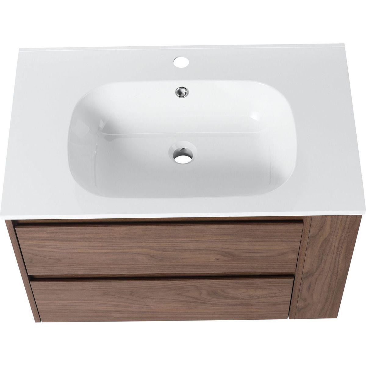 30" Wall Mounting Bathroom Vanity With Gel Sink, Soft Close Drawer