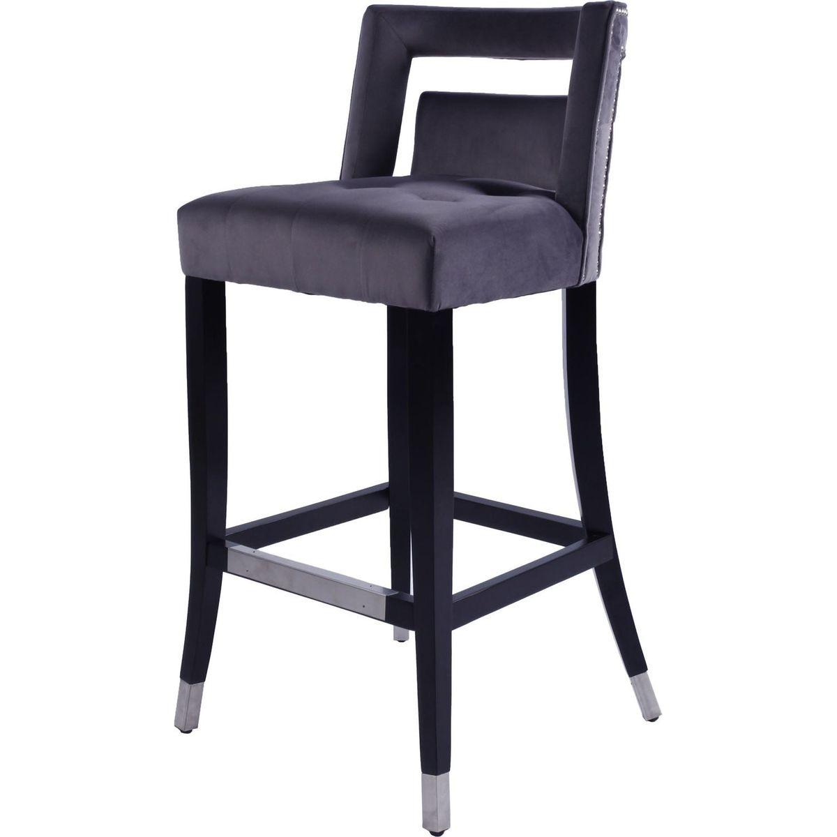 Suede Velvet Barstool with nailheads Dining Room Chair2 pcs Set - 30 inch Seater height