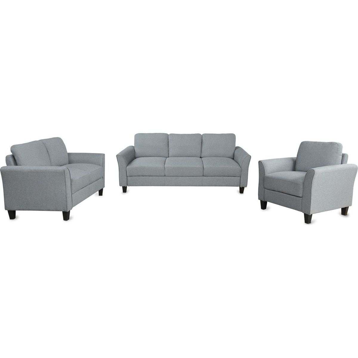 Living Room Sets Furniture Armrest Sofa Single Chair Sofa Loveseat Chair 3-Seat Sofa (ChairLoveseat Chair&3-Seat Sofa, Gray)