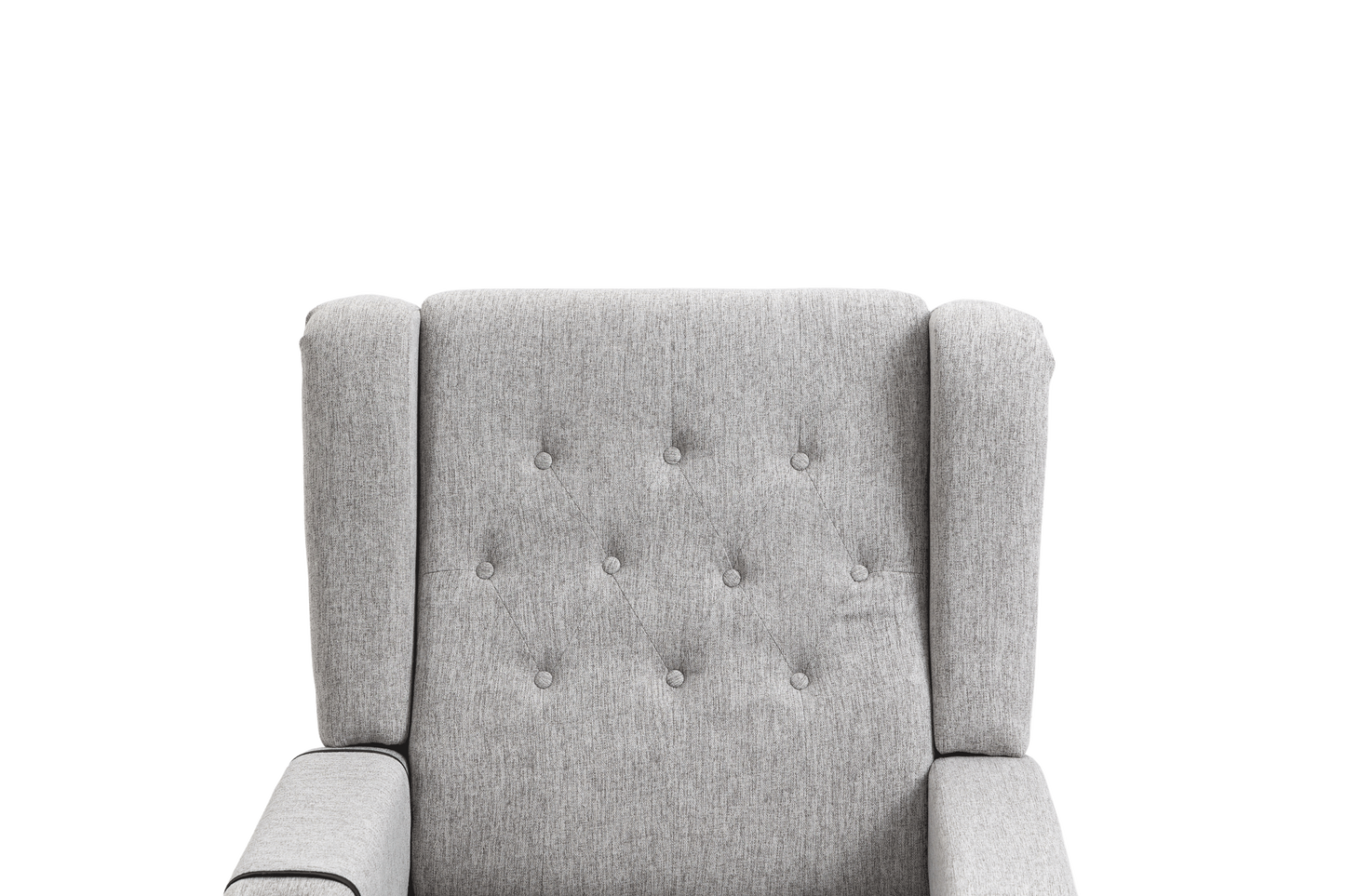 Arm Pushing Recliner Chair, Modern Button Tufted Wingback Push Back Recliner Chair, Living Room Chair Fabric Pushback Manual Single Reclining Sofa Home Theater Seating for Bedroom, Light Gray