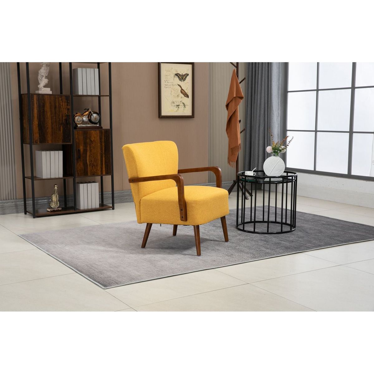 Wood Frame Armchair, Modern Accent Chair Lounge Chair for Living Room