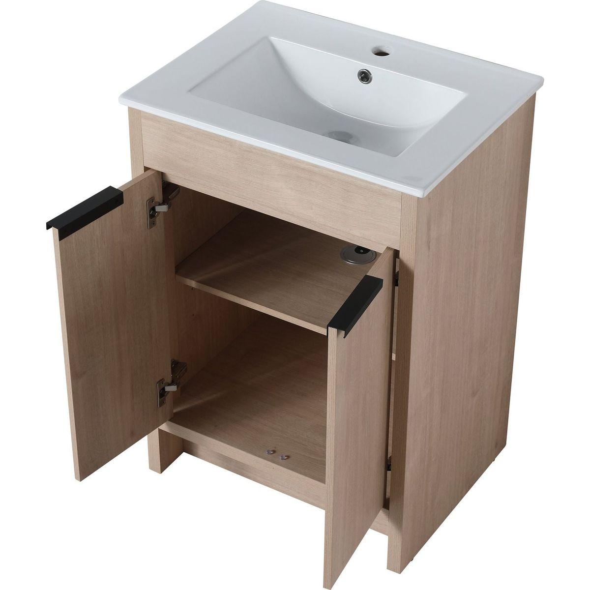 Freestanding Bathroom Vanity with White Ceramic Sink & 2 Soft-Close Cabinet Doors ((KD-PACKING),BLO-G-BL9060B),W1286S