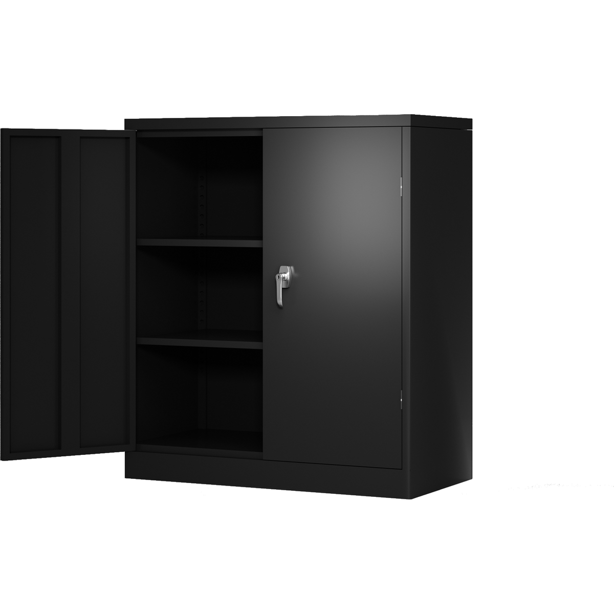 Metal Storage Cabinet with 2 Doors and 2 Shelves, Lockable Steel Storage Cabinet for Office, Garage, Warehouse - Streamdale Furniture