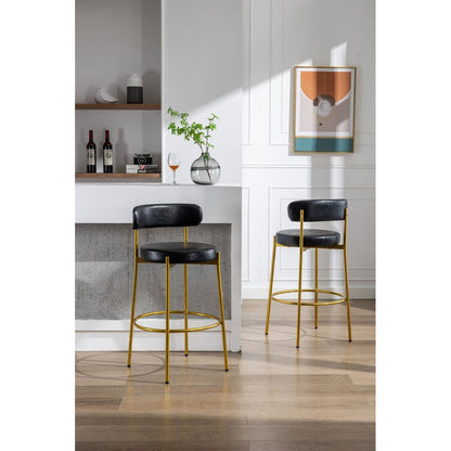 Bar Stools Industrial Pub Barstools with Back and Footrest, Modern Armless Bar Height Stool Chairs Set of 2