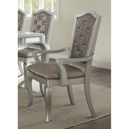 Francesca Arm Chair (Set-2) in Silver PU & Champagne