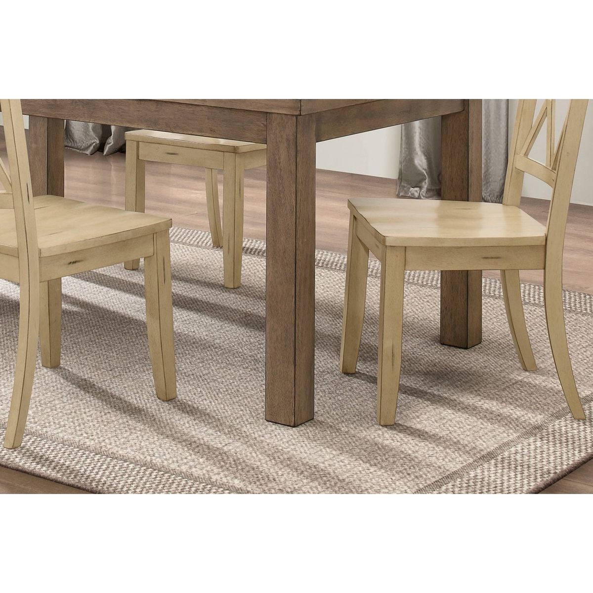 Casual Buttermilk Finish Side Chairs Set of 2 Pine Veneer Transitional Double-X Back Design Dining Room Furniture