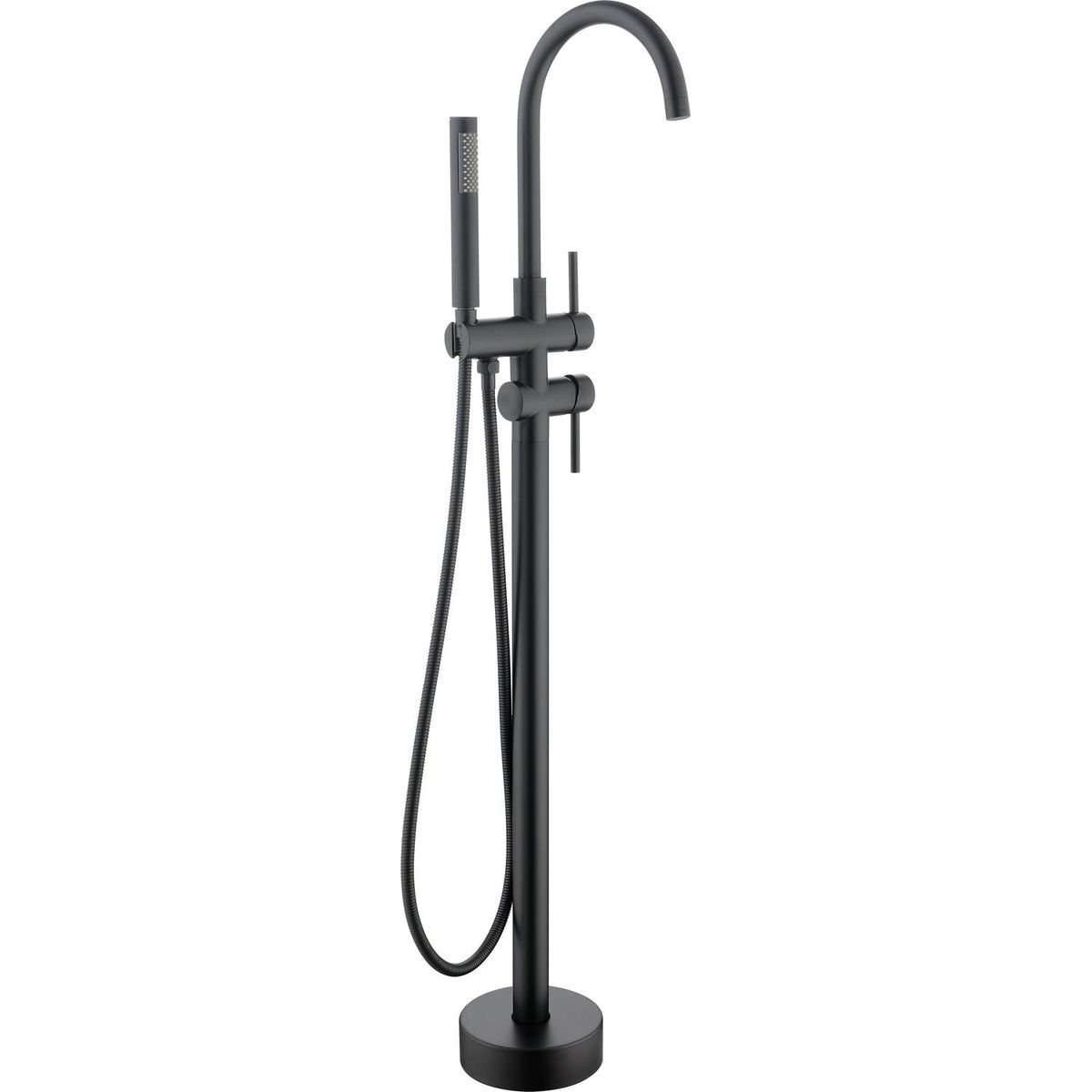 Mount Bathtub Faucet Freestanding Tub Filler Matte Black Standing High Flow Shower Faucets with Handheld Shower Mixer Taps Swivel Spout