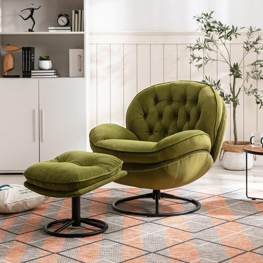 Accent chair TV Chair Living room Chair with Ottoman-FRUIT GREEN