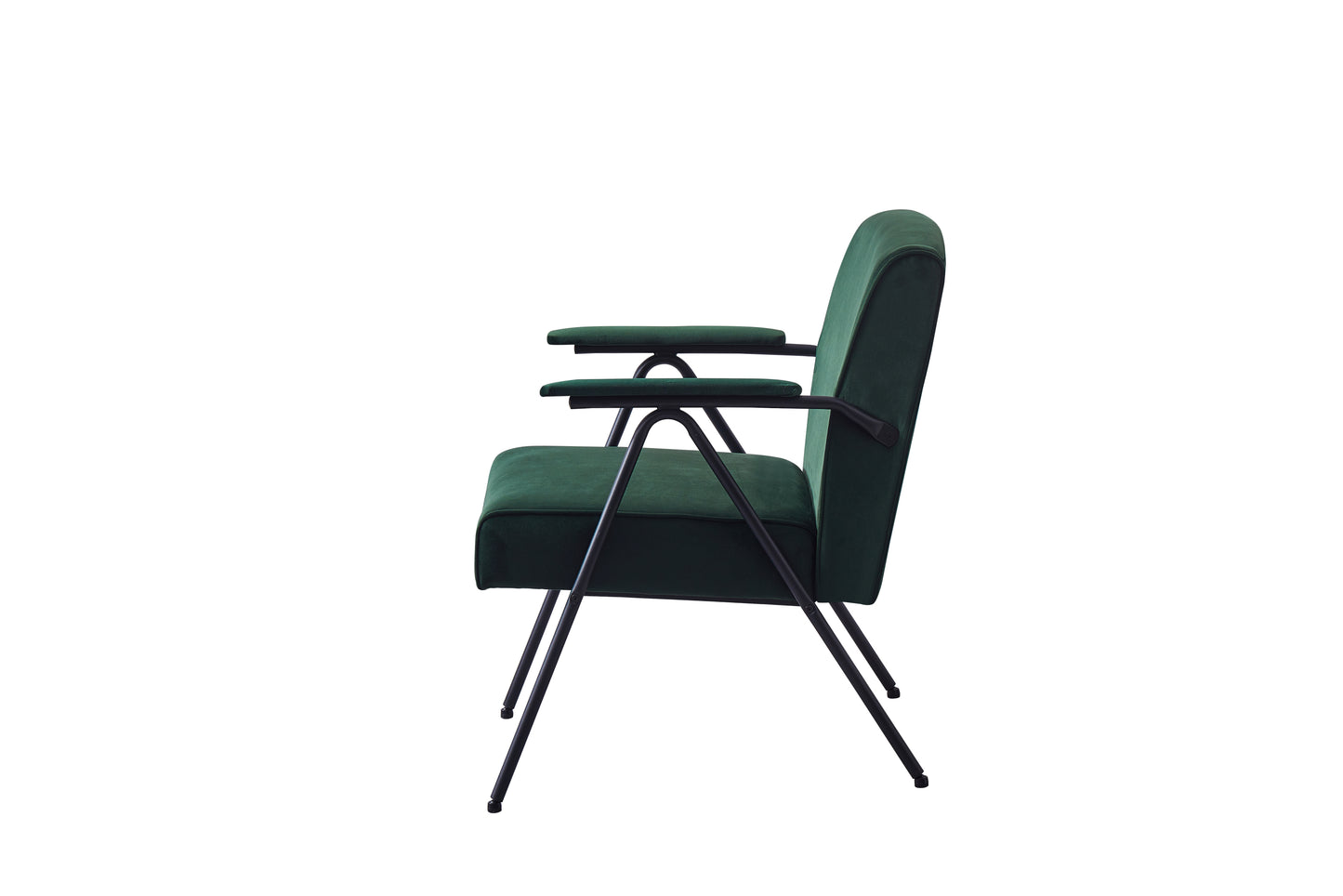 Cloth leisure, black metal frame recliner, for living room and bedroom, green