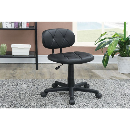 Modern 1pc Office Chair Black Tufted Design Upholstered Chairs with wheels