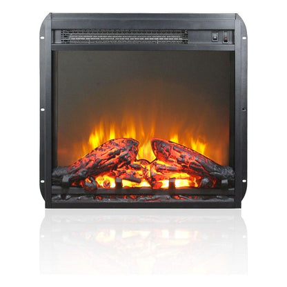 18 inch electric fireplace insert, ultra thin heater with log set & realistic flame, overheating protection