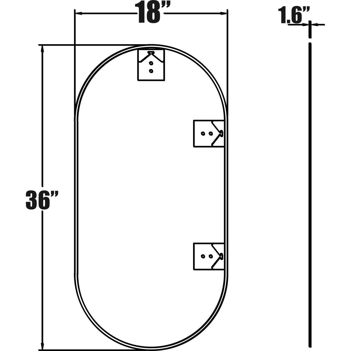 Wall Mounted Mirror, 36" x18" Fan& Pre-Set Hooks for Vertical & Horizontal Hang, Ideal for Bedroom, Bathroom