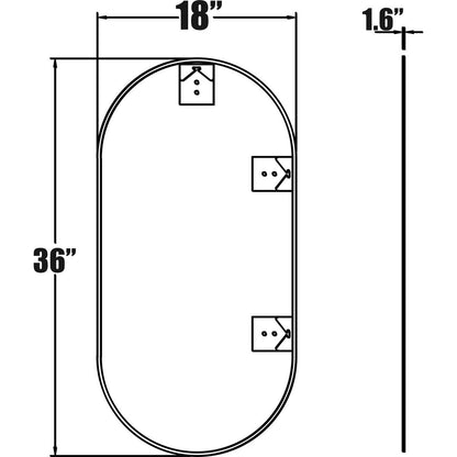 Wall Mounted Mirror, 36" x18" Fan& Pre-Set Hooks for Vertical & Horizontal Hang, Ideal for Bedroom, Bathroom