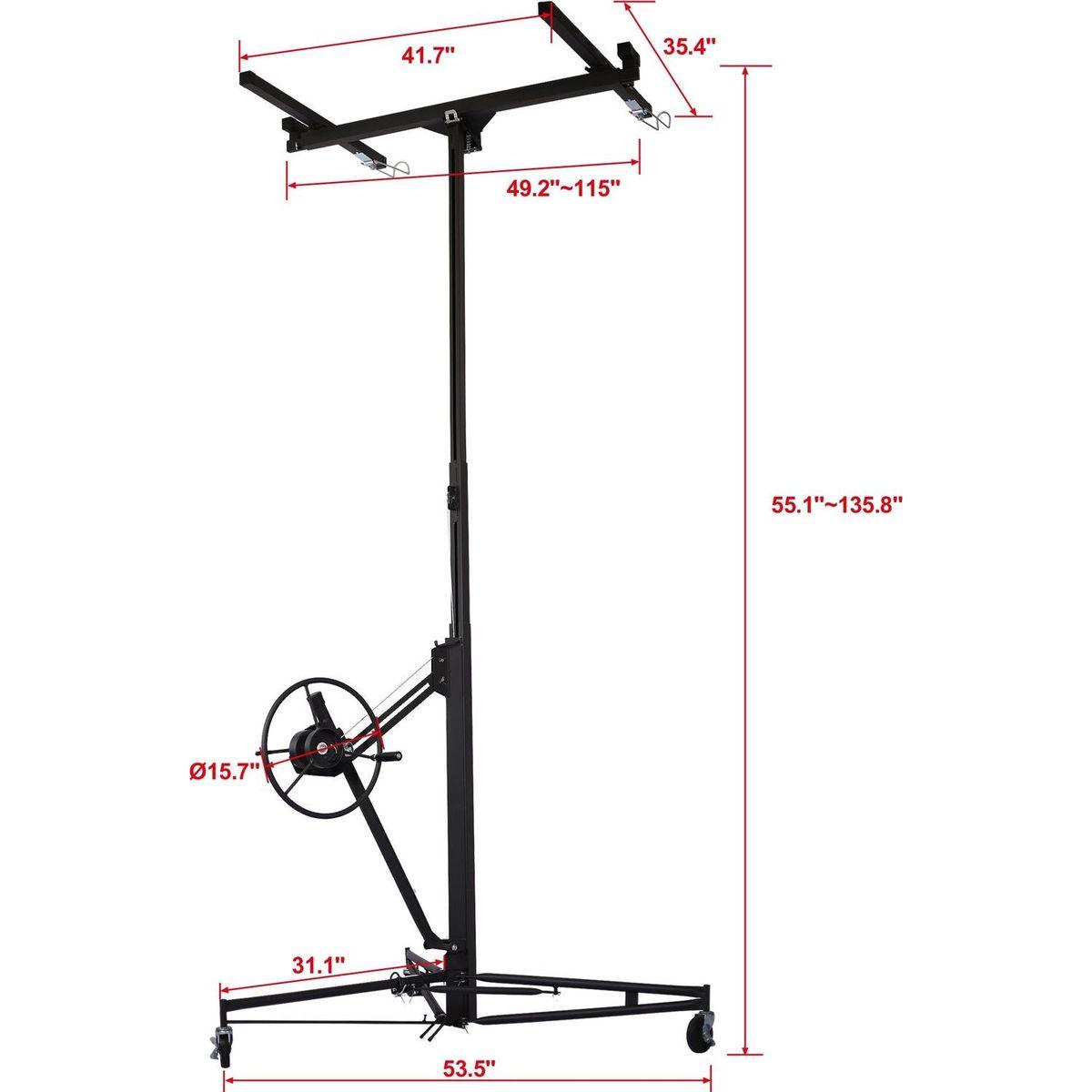 Drywall Lift Panel 11' Lift Drywall Panel Hoist Jack Lifter, black