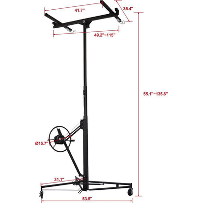 Drywall Lift Panel 11' Lift Drywall Panel Hoist Jack Lifter, black