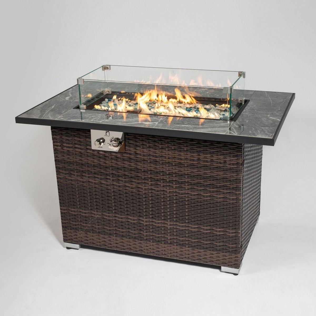 44inch Outdoor Fire Pit Table, Propane Fire Table with Ceramic Tabletop Gas Fire Table - Streamdale Furniture