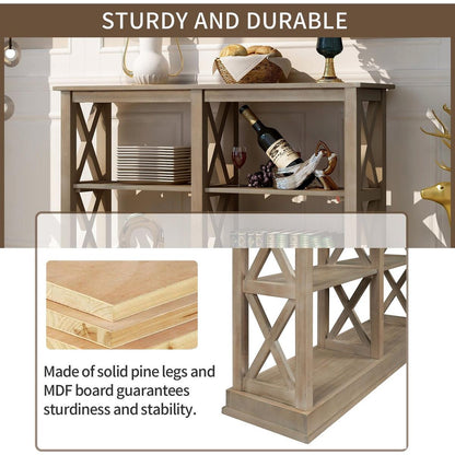 Console Table with 3-Tier Open Storage Spaces and " X"