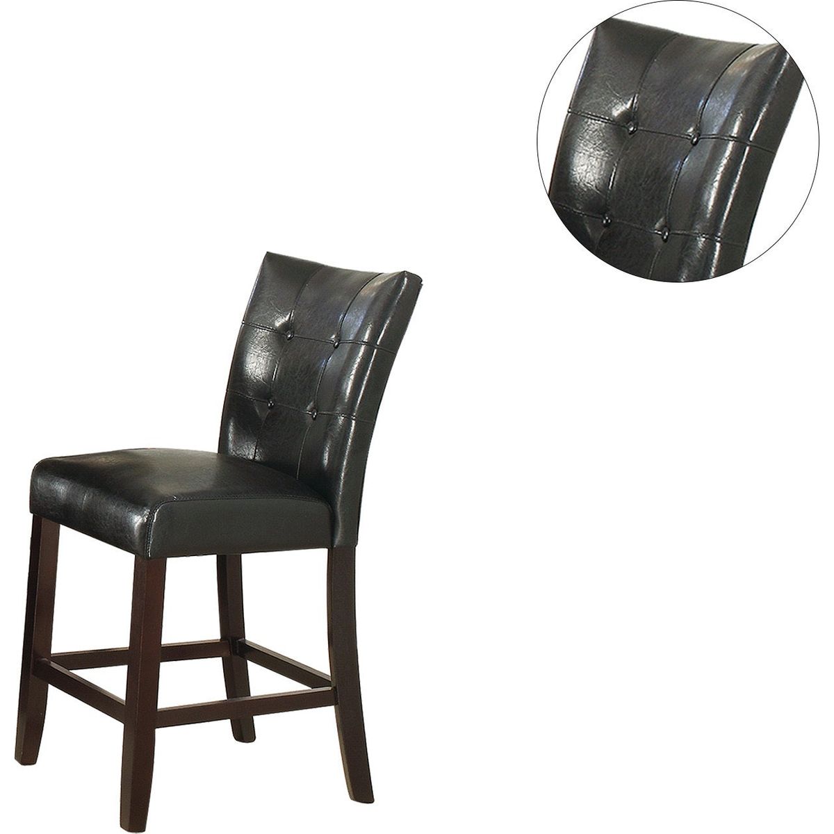 Leather Upholstered High Dining Chair, Black (Set of 2)