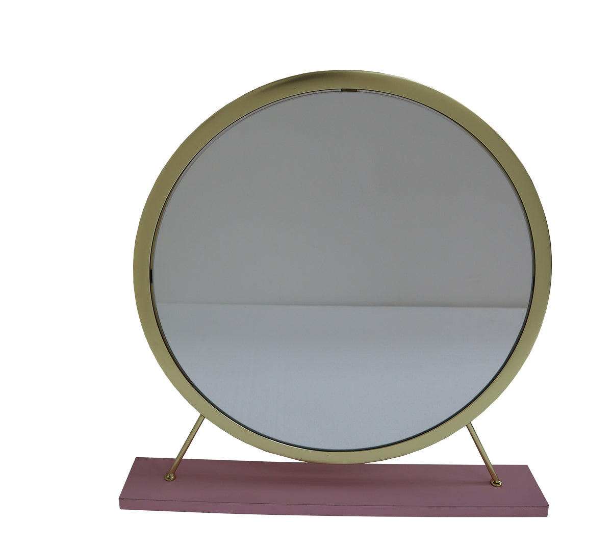 Adao Vanity Mirror & Stool, Faux Fur, Mirror, Pink & Gold Finish