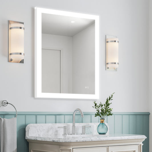 24x32 Inch LED Bathroom Mirror, Bathroom Vanity Mirror with Lights, Backlit and Front Lighted Mirror for Bathroom, Anti-Fog Dimmable Makeup Lighted Mirror with Touch Button, Horizontal/Vertical