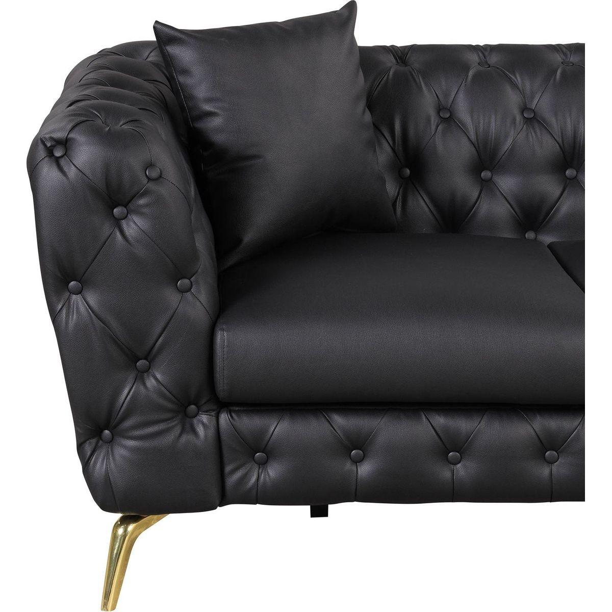 44" Modern Sofa Couch PU Upholstered Sofa with Sturdy Metal Legs, Button Tufted Back, Single Sofa Chair for Living Room, Apartment, Home Office, Black