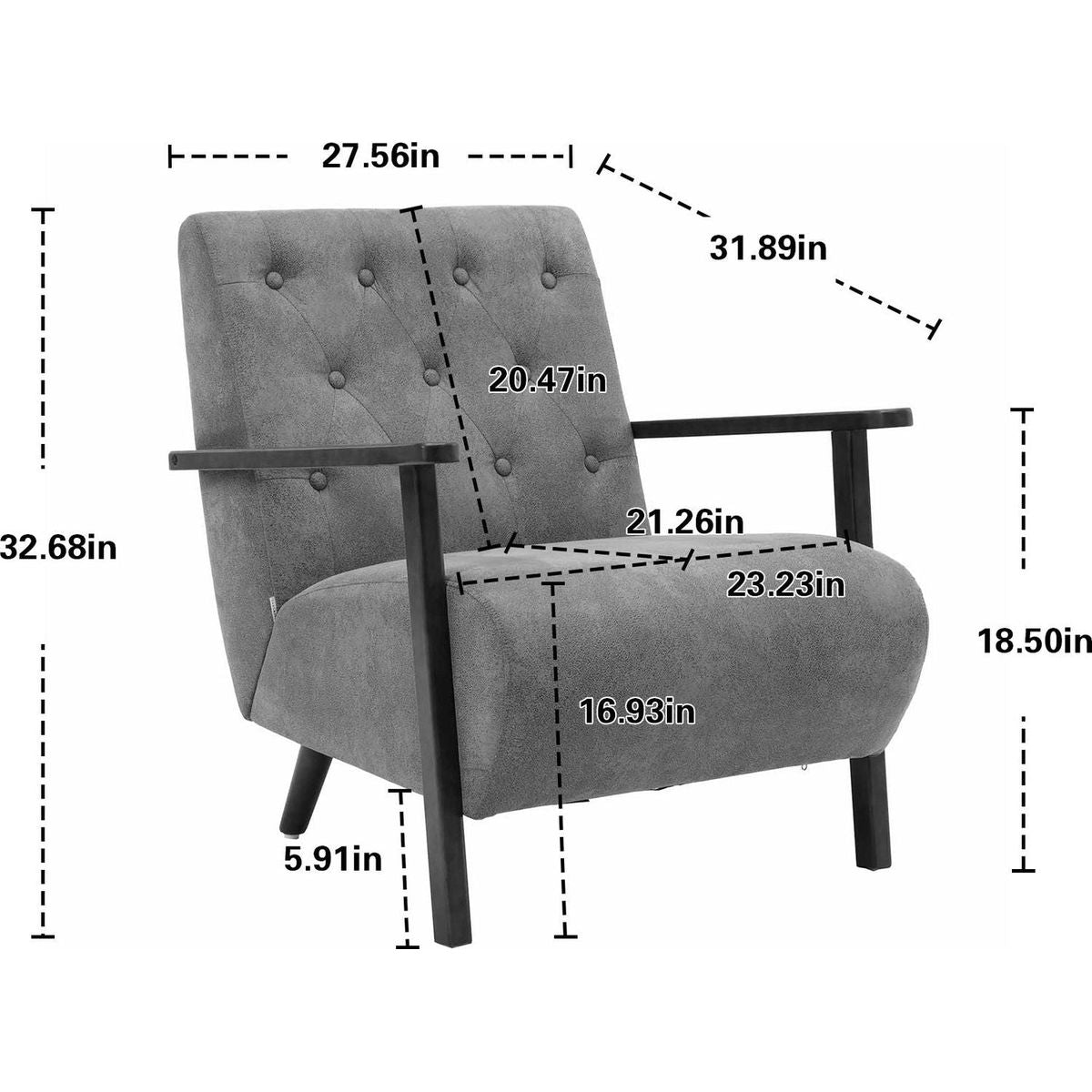 Wood Frame Armchair, Modern Accent Chair Lounge Chair for Living Room