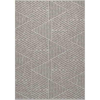 Pyramids Stone Neutral Indoor / Outdoor Polypropylene Area Rug 5x8