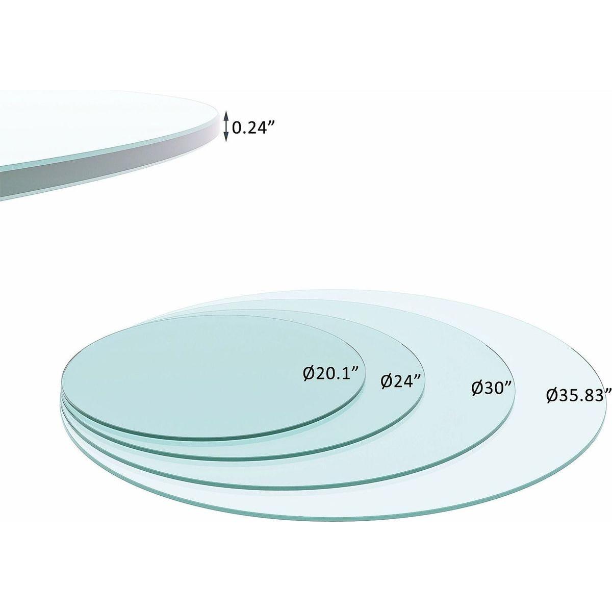20" Inch Round Tempered Glass Table Top Clear Glass 1/4" Inch Thick Flat Polished Edge