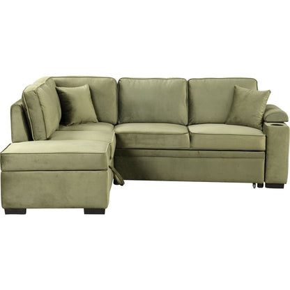 87.4" Sleeper Sofa Bed,2 in 1 Pull Out sofa bed L Shape Couch with Storage Ottoman for Living Room,Bedroom Couch and Small Apartment, Green