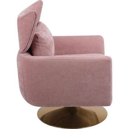 Classic Mid-Century 360-degree Swivel Accent Chair, Pink Linen