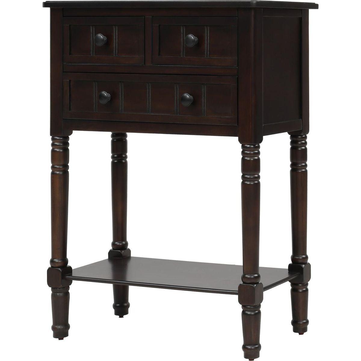Narrow Console Table, Slim Sofa Table with Three Storage Drawers and Bottom Shelf for Living Room, Easy Assembly (Espresso) - Streamdale Furniture