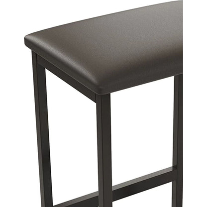 Modern 3-Piece Bar tabies and chairs Set with 2 Chairs for Dining Room, Black Frame+Brown oak board surface+Black cushion