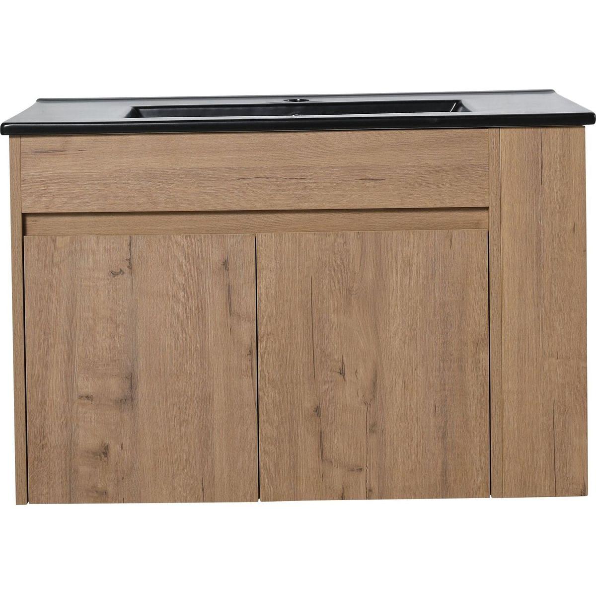 30 Inch Bathroom Vanity With Black Ceramic Basin and Adjust Open Shelf (KD-PACKING)