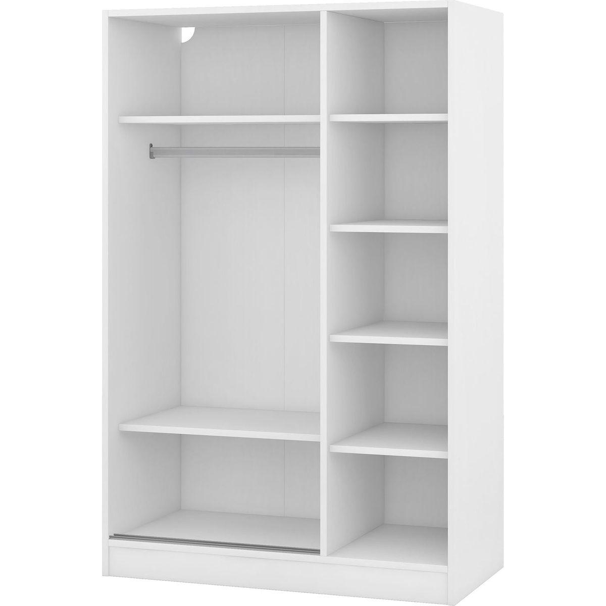 3-Door Shutter Wardrobe with shelves, White