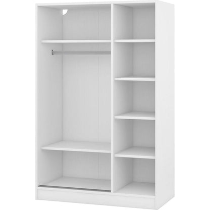 3-Door Shutter Wardrobe with shelves, White