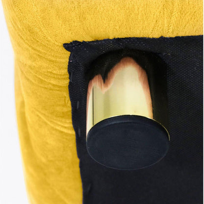 Yellow Modern Velvet Upholstered Ottoman, Exquisite Small End Table, Soft Foot Stool, Dressing Makeup Chair, Comfortable Seat for Living Room, Bedroom, Entrance