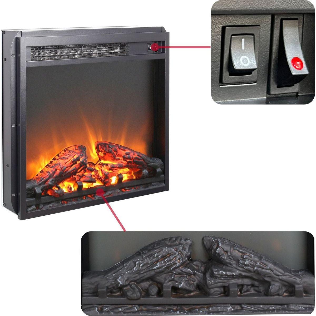 18 inch electric fireplace insert, ultra thin heater with log set & realistic flame, overheating protection