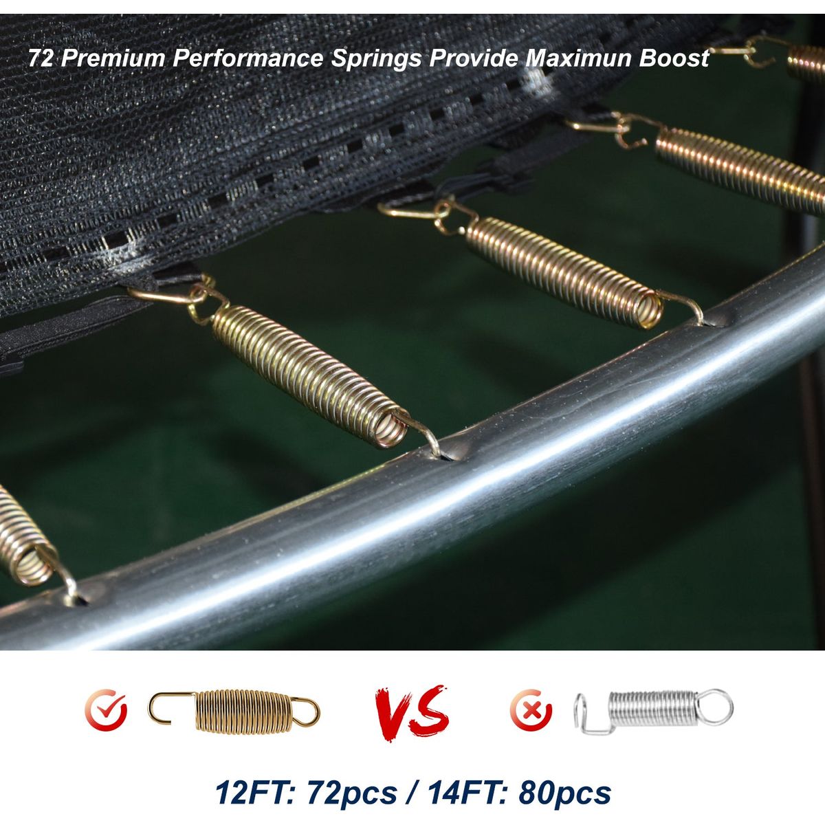 12FT Outdoor Big Trampoline With Inner Safety Enclosure Net, Ladder, PVC Spring Cover Padding, For Kids, Black&Blue Color